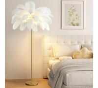 Nordic Creative Feather Floor Lamp 50x160 cm Adjustable Brightness Romantic Bedroom & Living Room Lighting Stylish Home Decor Perfect for Cozy Ambiance.