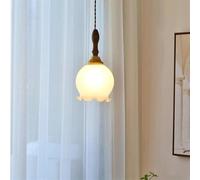 Nordic Creative Flower-Shaped Glass Lamp E27 Ceiling Light Fixture Modern Living Room Chandelier for Bar Balcony Bedside Dining Room Decor Warm Hanging Light Illumination