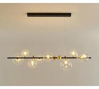 Nordic Creative Minimalist Modern Living Room Hanging Lamps Bedroom Kitchen Chandeliers Magic Bean Molecular Ceiling Lights(Warm Light,Black-Transparency)