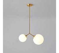 Nordic Creative Pendant Lamp Personality Double Head Design Pendant Light Fixture White Sphel Glass Decorative Hanging Lights for Living Room, Hallway, Dining Room, Bedroom, Stair, Hallway