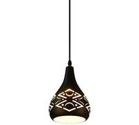 Nordic Creative Single Head Pendant Light Wrought Iron Retro Kitchen Island Hanging Light Restaurant Hollow Ceiling Chandelier Black Lampshade Hanging Droplight E27 Line Lamp Change for The Better