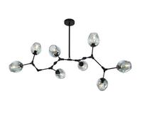 Nordic Creative Sputnik Chandelier, Blue Bubble Pendant Adjustable Hand Blow Glass Shade Globe Spherical Antique Branch Chandelier,8-Lights(8-Lights) Light Fixture(6-Lights)