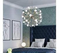 Nordic Crystal Chandeliers Lighting Postmodern LED Dandelion Round Pendant Hanging Lamp Bedroom Living Room Lights Lustre,Hanging Light(Warm White,D40cm)