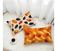 Nordic Cushion Covers 30x50 Set of 2, Leaves Rectangle Pillow Cases with Hidden Zipper, Soft Velvet Pillow Case 50x30cm, Double Sided Printing, Pillowcases for Bed Sofa Bedroom Outdoor Decor X-4339