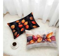 Nordic Cushion Covers 40x60 Set of 2, Leaves Rectangle Pillow Cases with Hidden Zipper, Waterproof Linen Pillow Case 60x40cm, Double Sided Printing, Pillowcases for Sofa Bedroom Outdoor Decor 0-3354