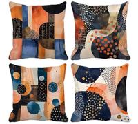 Nordic Cushion Covers 50cm x 50cm, 4 Pack Outdoor Cushions Waterproof Linen Sofa Pillows Geometry Pattern Design Double-Sided Printing Pillow Covers, Home Decor Aesthetics, Gifts for Women z29-35