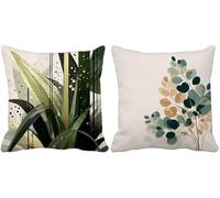 Nordic Cushion Covers 60 x 60 Set of 2 Square Outdoor Cushions Waterproof Soft Decorative Pillows Covers Leaf Pattern Design with Invisible Zipper for Home Decor Living Room, Gifts for Women s1-1121f