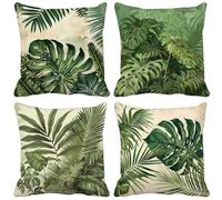 Nordic Cushion Covers 75cm x 75cm, 4 Pack Outdoor Cushions Waterproof Soft Sofa Pillows Leaf Pattern Design Double-Sided Printing Square Pillow Covers for Home Decor Aesthetics, Gifts for Women c15-17