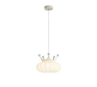 Nordic Decoration Lighting Charming Crown Children's Room Hanging Ceiling Lamp Acrylic Crystal Shade Dimmable Lamp Milky White Coastal Chandelier for Dining Room Table Girl Bedroom/B White