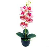 Nordic Design Artificial Silk Orchid 3D Printed Lifelike Phalaenopsis For Home Office Decoration Lightweight Modern Botanical Accent(Pink With A Pattern)