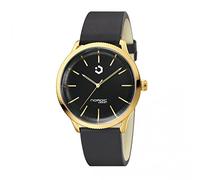 Nordic Design Hamar III Unisex Black Gold Stainless Steel Bracelet Real Leather Black 20 mm,