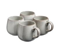 Cooks Professional Set of 4 Mugs Nordic Stoneware Mugs 350ml with Reactive Glaze Finish | Large Modern Stylish Ceramic Tea, Coffee, Hot Chocolate, Hot Drink Cups | Dishwasher & Microwave Safe | White