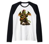 Nordic Dragon Guitar Folk Warrior Rock'n Roll VikingMetal Raglan Baseball Tee