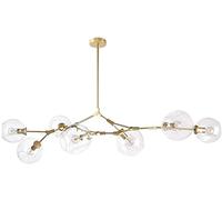 Nordic E27 Glass Ball Chandelier, Adjustable Height Matte Black Pendant Light, Mid Century 79" Globe Fixture, E26 Metal Hand-Blown Branch Design