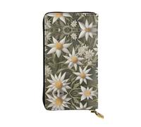 Nordic Edelweiss Zipper leather wallet, 7.5 * 4.1 inch long clutch bag, multiple compartments and large capacity, a good gift for friends
