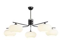 Nordic Farmhouse Decoration White Glass Chandelier Flush Mount Ceiling Lamp Black White Lamp Mid Century Chromed Industrial Sputnik Chandeliers for Living Room Dining Room Bedroom/K/5 Lights