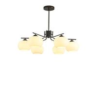 Nordic Farmhouse Decoration White Glass Chandelier Flush Mount Ceiling Lamp Black White Lamp Mid Century Chromed Industrial Sputnik Chandeliers for Living Room Dining Room Bedroom/K/5 Lights