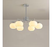 Nordic Farmhouse Decoration White Glass Chandelier Flush Mount Ceiling Lamp Black White Lamp Mid Century Chromed Industrial Sputnik Chandeliers for Living Room Dining Room Bedroom/Chrome/6 L