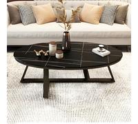 Nordic Faux Marble Oval Coffee Table - Black Top & Base, 39.5" L x 19.5" W x 18" H