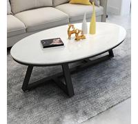 Nordic Faux Marble Oval Coffee Table - Elegant White Top Stylish Black Base - Modern Design 47" L x 24" W x 18" H Perfect for Living Room & Office