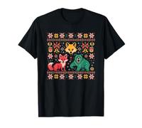 Nordic Folk Art Fox & Bear Cross Stitch Style T-Shirt