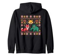 Nordic Folk Art Fox & Bear Cross Stitch Style Zip Hoodie