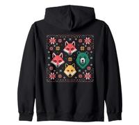 Nordic Folk Art Fox & Bear Cross Stitch Style Zip Hoodie
