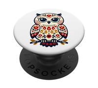 Nordic Folklore Owl Floral Pattern Cute Vintage Style PopSockets Adhesive PopGrip