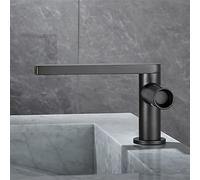 Nordic Full Copper Brushed Gold hot and Cold countertop Basin Faucet washbasin Swivel Black Basin Faucet, Short Gray