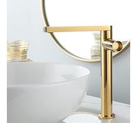Nordic Full Copper Brushed Gold hot and Cold countertop Basin Faucet washbasin Swivel Black Basin Faucet, high Gold