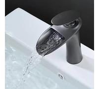 Nordic Full Copper hot and Cold Waterfall Faucet Bathroom hot and Cold Water Faucet Upper Basin undermount Basin White Gold Faucet, ash Dwarf