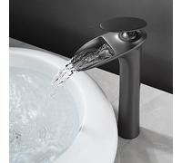 Nordic Full Copper hot and Cold Waterfall Faucet Bathroom hot and Cold Water Faucet Upper Basin Under Basin White Gold Faucet, ash high