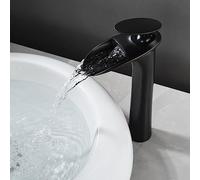 Nordic Full Copper hot and Cold Waterfall Faucet Bathroom hot and Cold Water Faucet Upper Basin undermount Basin White Gold Faucet, Black Ancient high