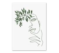 Nordic Geometry Green Plant Lines Female Wall Art Minimalist Print Canvas Painting Posters For Living Room Home Decor 30x40cm No Frame