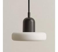 Nordic Glass Pendant Lighting Ceiling Fixture 6.7'' Hanging Lamp Single Ceiling Suspended Light, Modern Pendant Lights for Kitchen Island Bedroom Living Room Restaurant (Black)