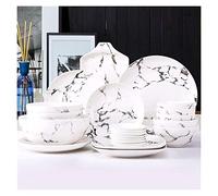 Nordic Glazed Tableware Set, Marble Pattern Dinner Plate And Bowl Set, Nano Glazed Oven And Dishwasher Safe, Handmade Reactive Glazed Stoneware Tableware