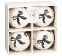 Nordic Glow Bow Baubles 4pk - Brilliant For Accessorising And Adding A Pop Of Colour To Your Christmas Tree - With Cute Bow Motifs On Each Bauble (Black)