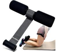 Nordic Hamstring Curl Strap - Adjustable Sit-Up, Squat & Core Training Equipment for Home Gym - Leg, Glute & Ab Workout Tool - Black with Grey Nylon