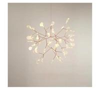 Nordic Hanging Living Room Chandelier Large Modern Kitchen Firefly Lamp Rose Gold Branch Lighting(D98cm 63lights)