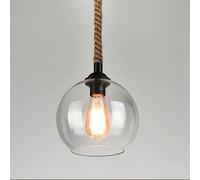 Nordic Industrial Retro Style E27 Single-Headed Hanging Light with Creative Round Glass Lampshade for Restaurant Bar Decoration