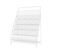 Nordic Iron Magazine Rack & Kids' Bookcase - 3/5 Layer Multifunctional Shelving for Children's Picture Books Storage, Stylish White Design, 57x33x87cm
