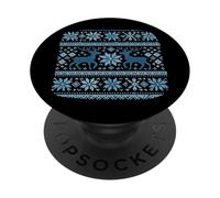 Nordic Knit Pattern Reindeer Snowflakes PopSockets Adhesive PopGrip