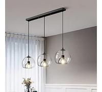 Nordic LED Chandelier E27 Vintage Industrial Double Layer Bubble Glass Ceiling Pendant Lamp for Dining Room Kitchen Island Decor Modern Black Glass Ball Hanging Light,B,Pleasant63
