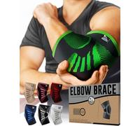 Nordic Lifting Elbow Compression Sleeves (1 Pair) for Men & Women - for Pain Relief, Tendonitis, Golfer’s & Tennis Elbow - Weightlifting Brace for Workout & Recovery (2, Neon Green, X-Large)