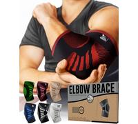 Nordic Lifting Elbow Compression Sleeves (1 Pair) for Men & Women - for Pain Relief, Tendonitis, Golfer’s & Tennis Elbow - Weightlifting Brace for Workout & Recovery (2, Inferno Red, Small)