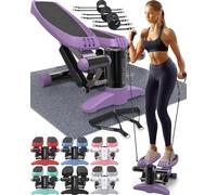 Nordic Lifting Mini Stepper Exercise Machine w/Resistance Bands Set & Non-Slip Foot Pads - Durable Construction with 330 LBS Weight Capacity - LCD Monitor