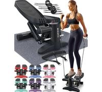 Nordic Lifting Mini Stepper & Stair Climber Machine - w/Resistance Bands Set & Non-Slip Foot Pads - Durable Construction with 330 LBS Weight Capacity - LCD Monitor