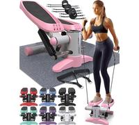 Nordic Lifting Mini Stepper Exercise Machine w/Resistance Bands Set & Non-Slip Foot Pads - Durable Construction with 330 LBS Weight Capacity - LCD Monitor