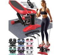Nordic Lifting Mini Stepper Exercise Machine w/Resistance Bands Set & Non-Slip Foot Pads - Durable Construction with 330 LBS Weight Capacity - LCD Monitor