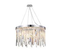 Nordic Light Luxury Crystal Chandelier Light Luxury Round Living Room Dining Room Bedroom Light Duplex Stairs Lobby Tassel Light-Silver 20 * 32cm,Hanging Light(60 * 32cm)